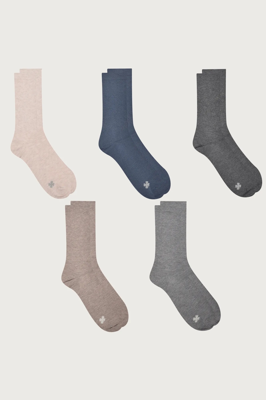 MENS 5 PACK ATHELTIC STRIPE SPORT RIB CREW, image 1