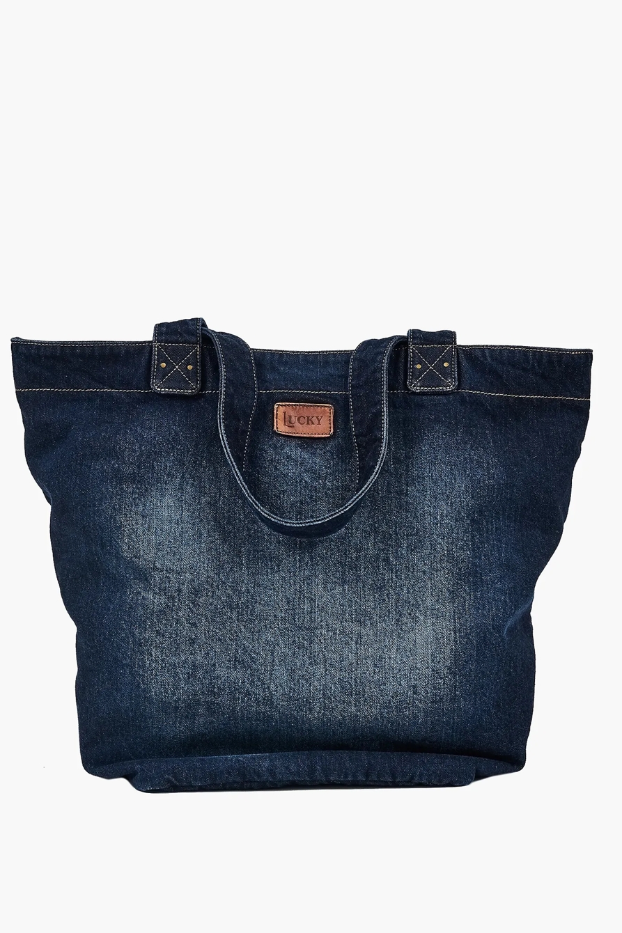DENIM EMBROIDERED TOTE BAG, image 2