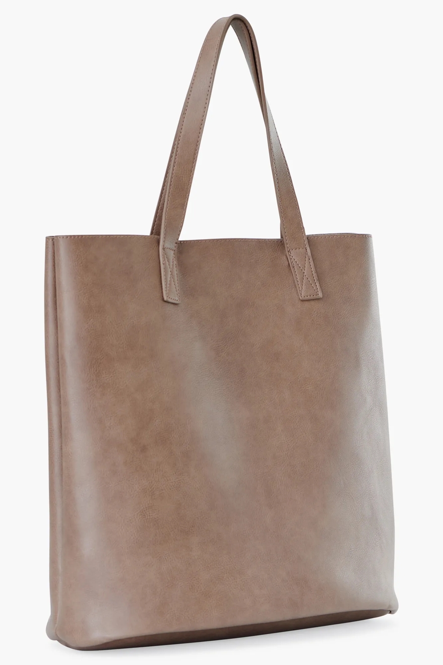 VEGAN LEATHER ATTACHED POCKET TOTE, image 2