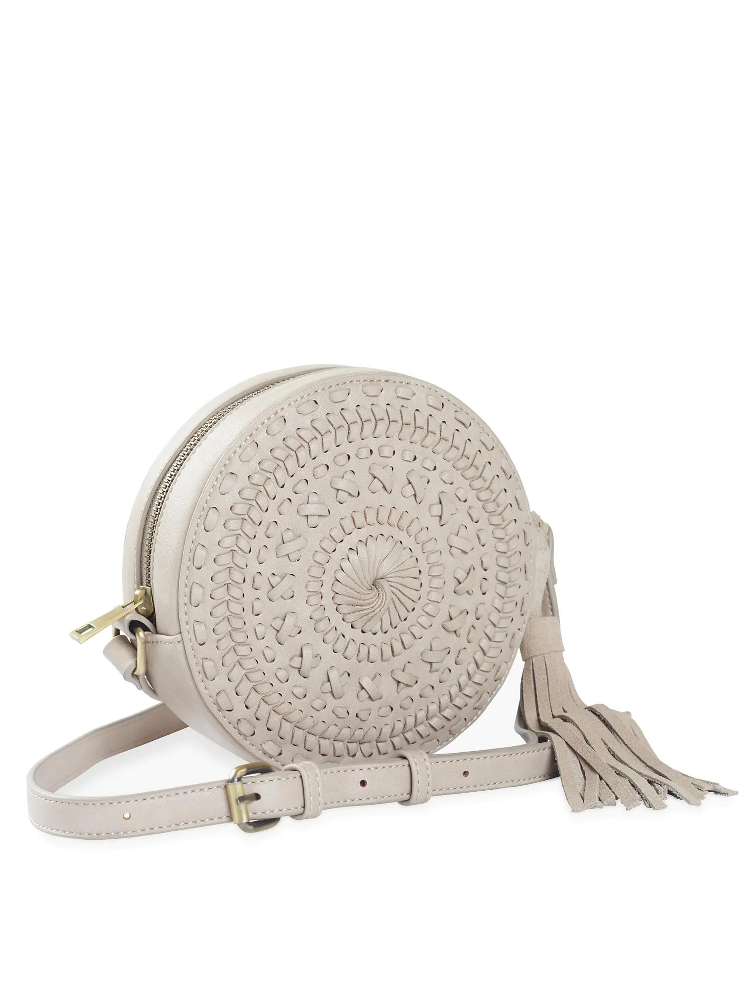 VEGAN LEATHER CIRCULAR WOVEN CROSSBODY, image 3
