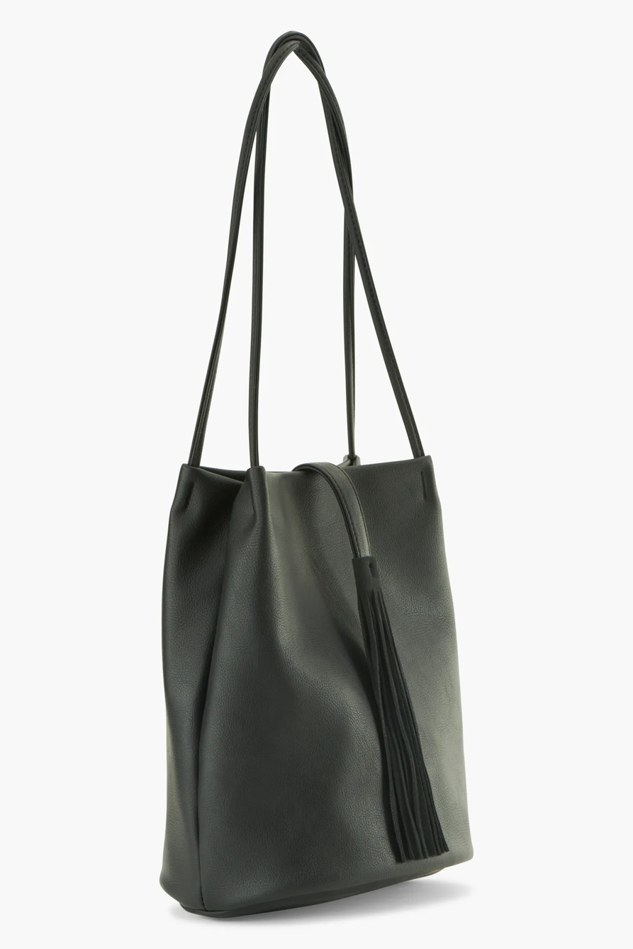 VEGAN LEATHER TASSEL BUCKET BAG, image 2
