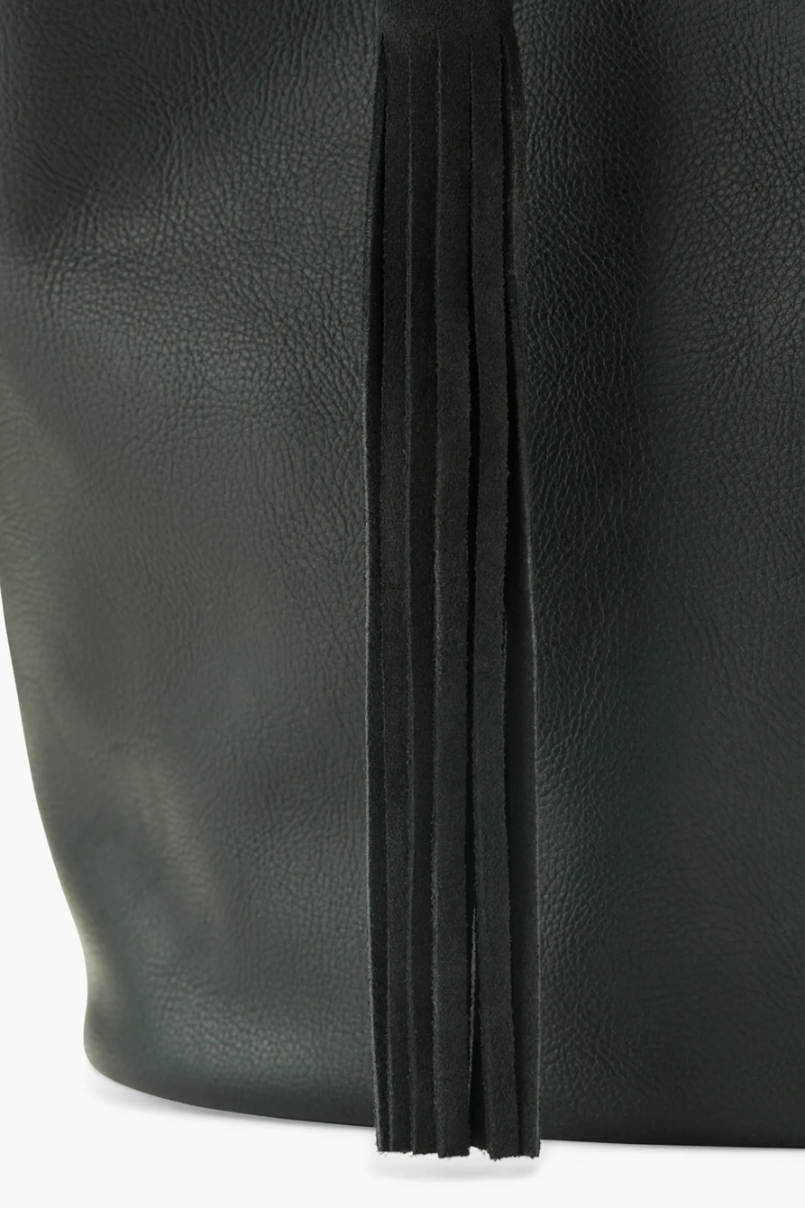 VEGAN LEATHER TASSEL BUCKET BAG, image 3