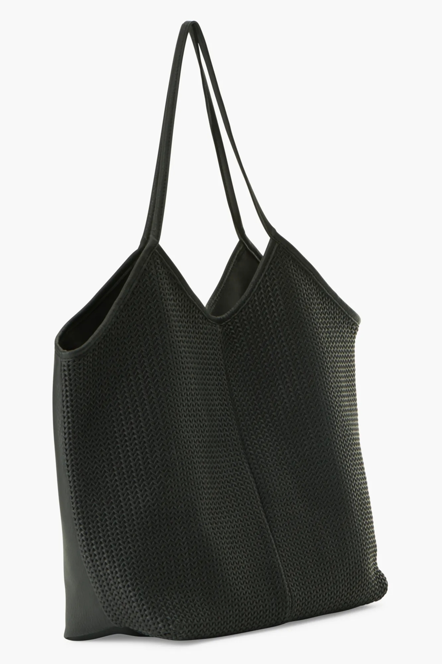 VEGAN LEATHER WOVEN TOTE, image 2