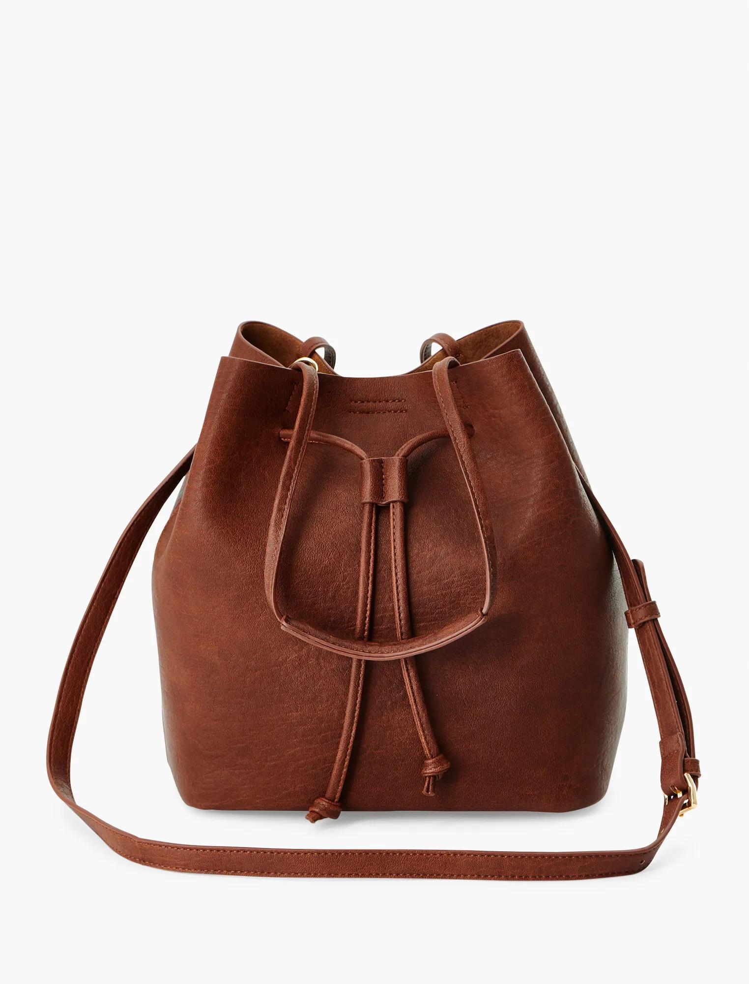 VEGAN LEATHER BUCKET SHOULDER BAG, image 2