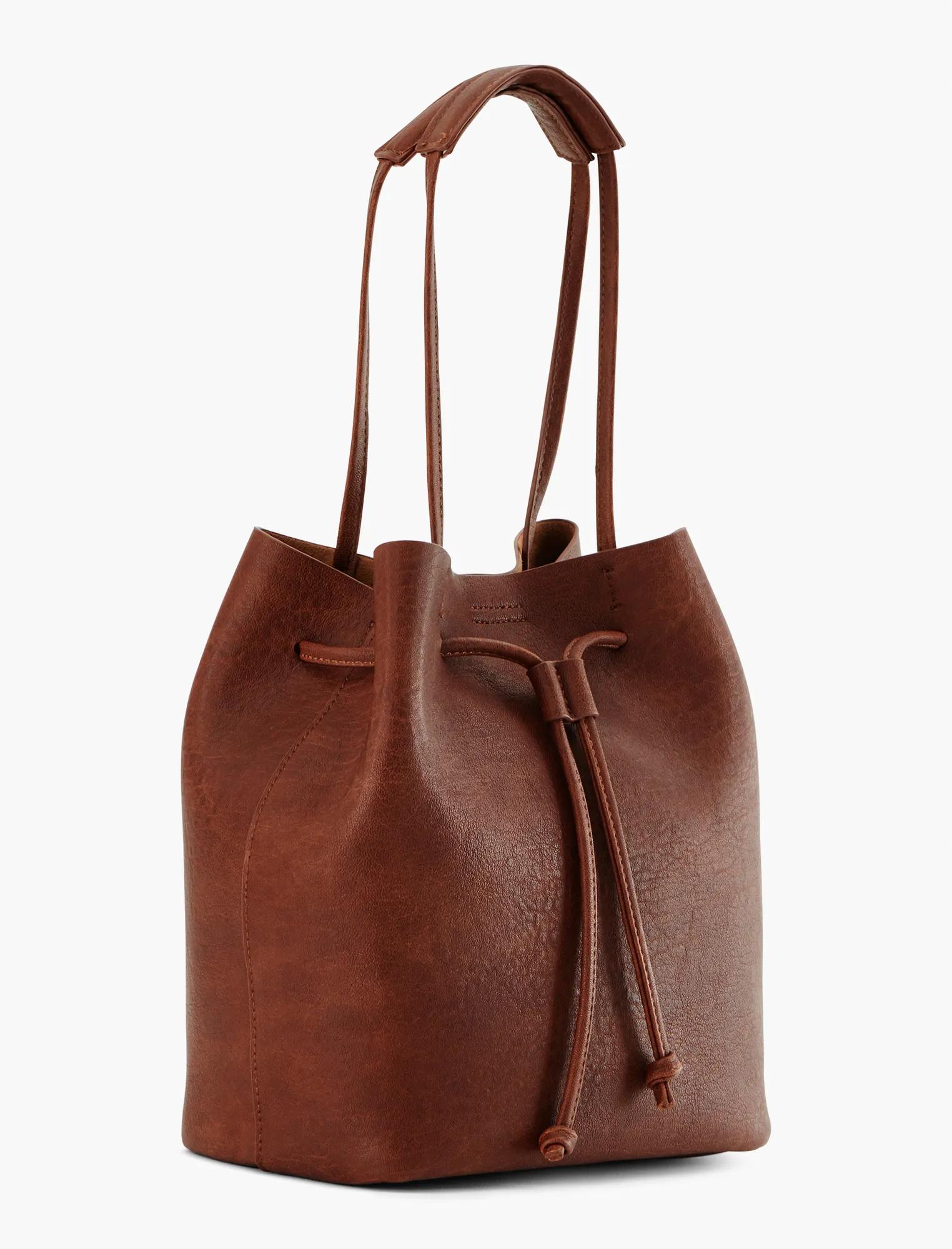 VEGAN LEATHER BUCKET SHOULDER BAG, image 3