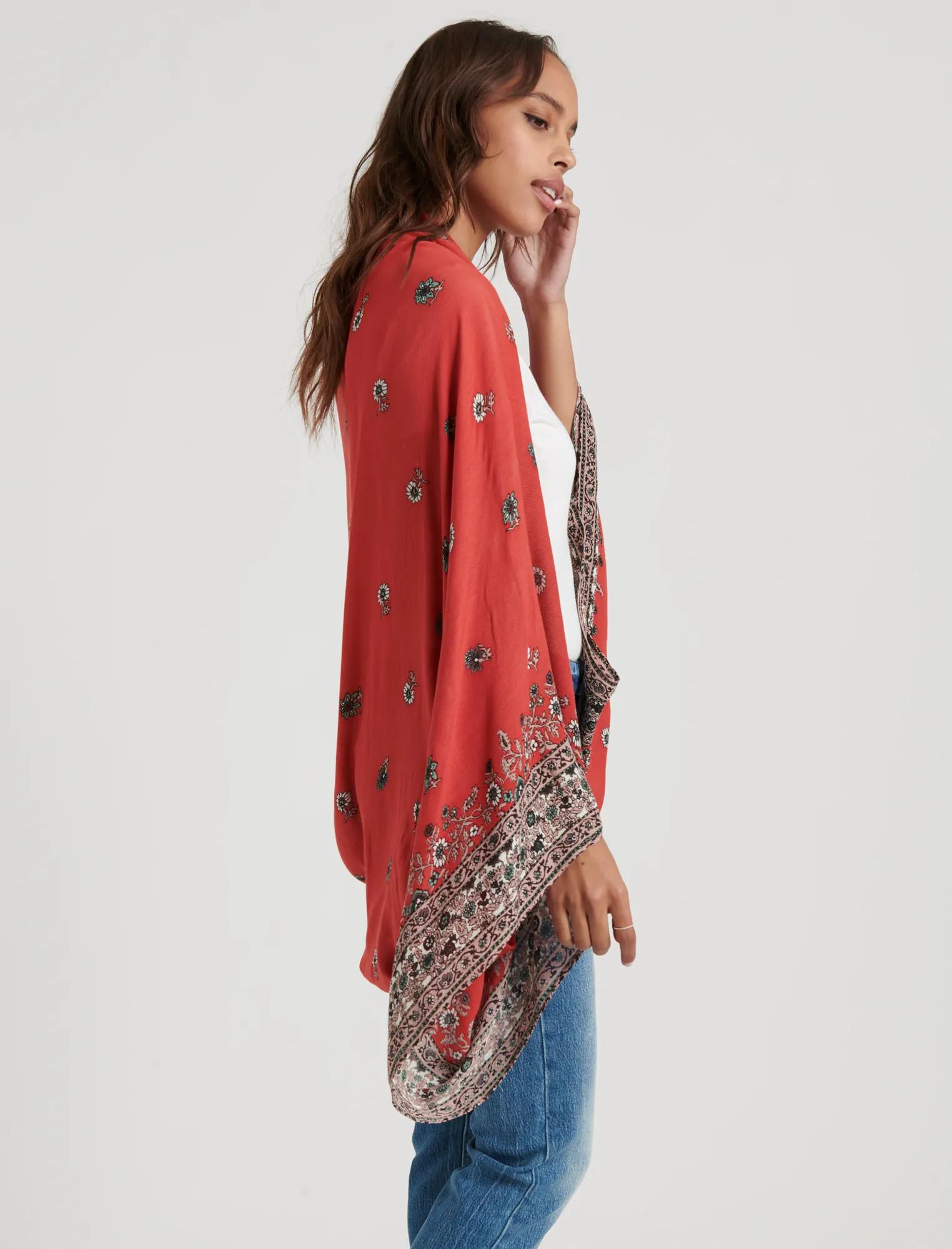 PRINTED BORDER BOLERO KIMONO, image 2