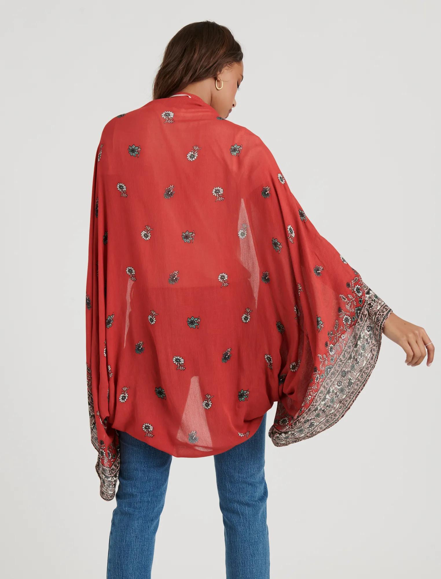 PRINTED BORDER BOLERO KIMONO, image 3