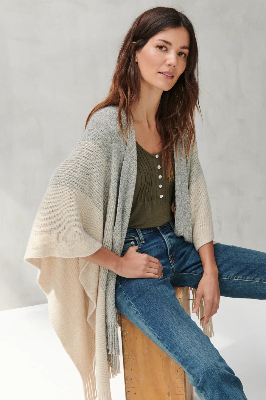 CREAM GRAY KNIT KIMONO, image 4