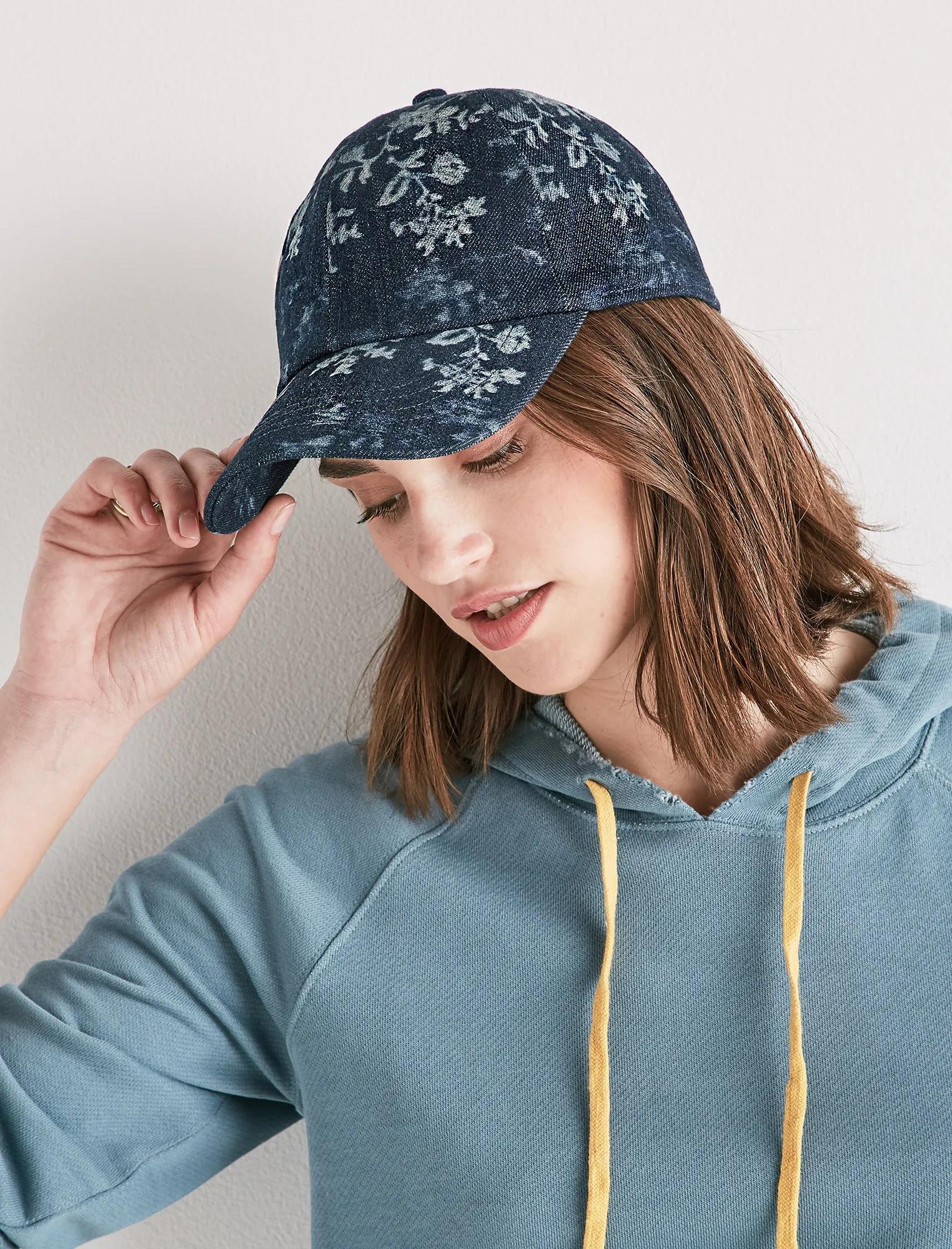 DENIM FLORAL BASEBALL HAT, image 3