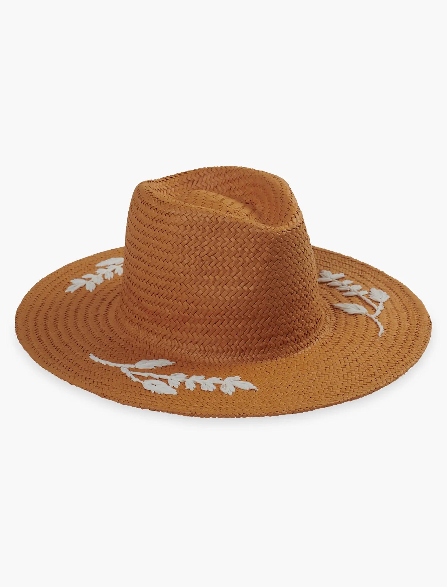 FLORAL EMBROIDERED STRAW HAT, image 1