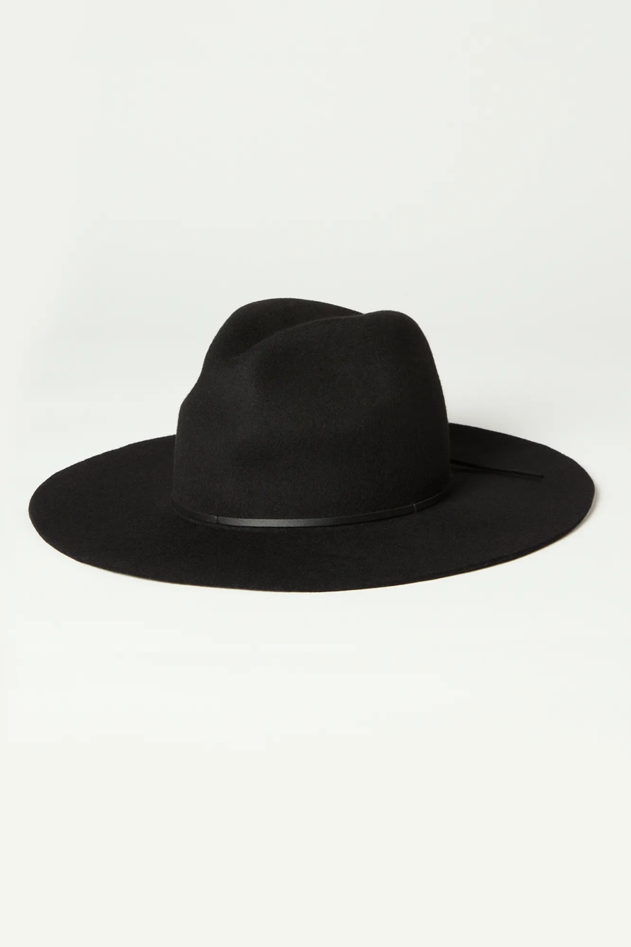 THIN LEATHER TRIM WIDE BRIM WOOL HAT, image 2