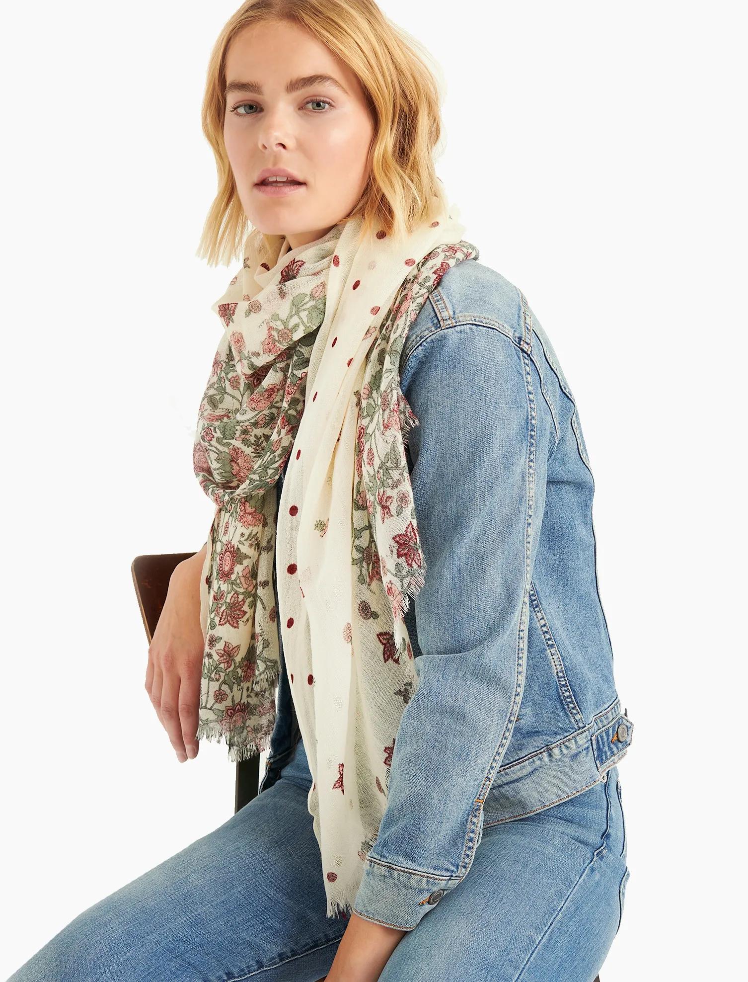 FADED FLORAL DOT SCARF, image 2