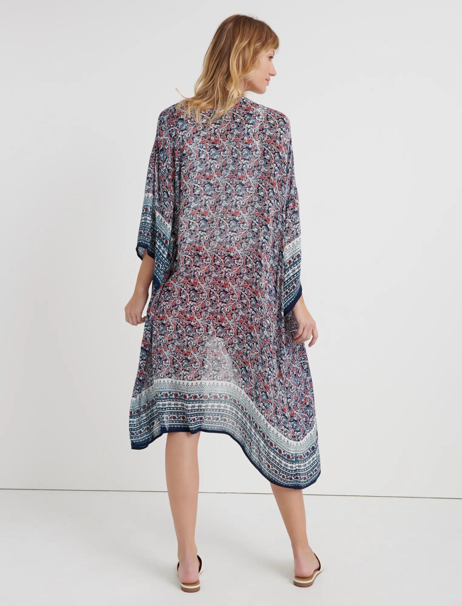 GEO STRIPE WOODBLOCK DUSTER KIMONO, image 3