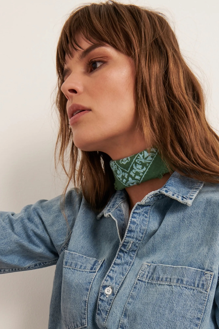 BENIN PAISLEY FRAYED EDGE BANDANA, image 2