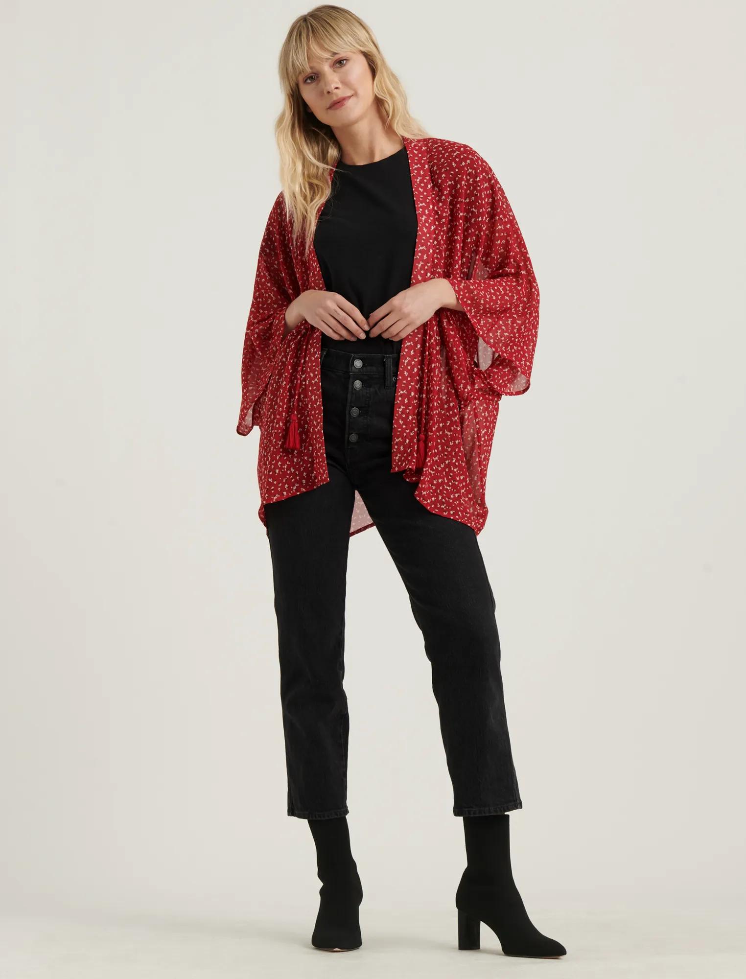 FLORAL DRAWSTRING KIMONO, image 2