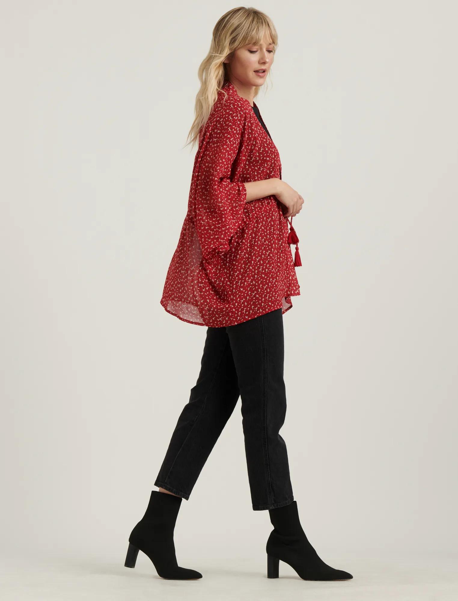 FLORAL DRAWSTRING KIMONO, image 3