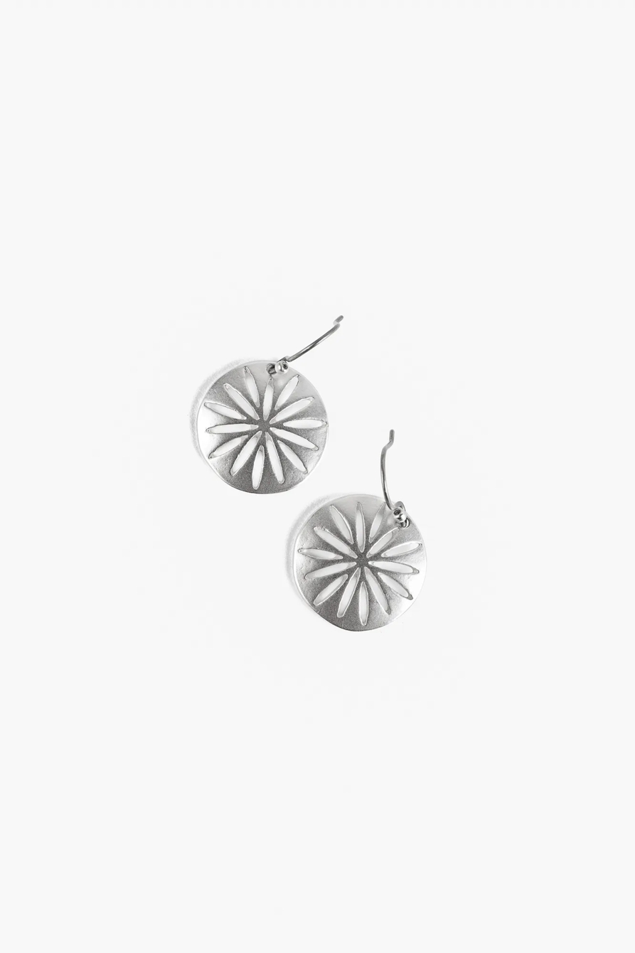 SILVER SAND DOLLAR DROP EARRINGS, image 2