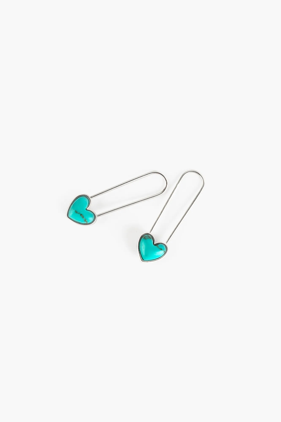 TURQUOISE HEART EARRINGS, image 2