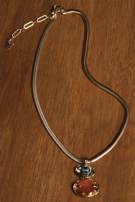 DOUBLE STONE PENDANT NECKLACE, image 1