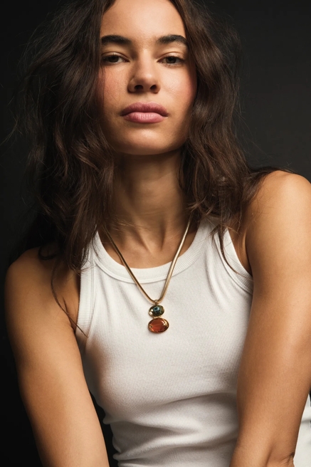 DOUBLE STONE PENDANT NECKLACE, image 2