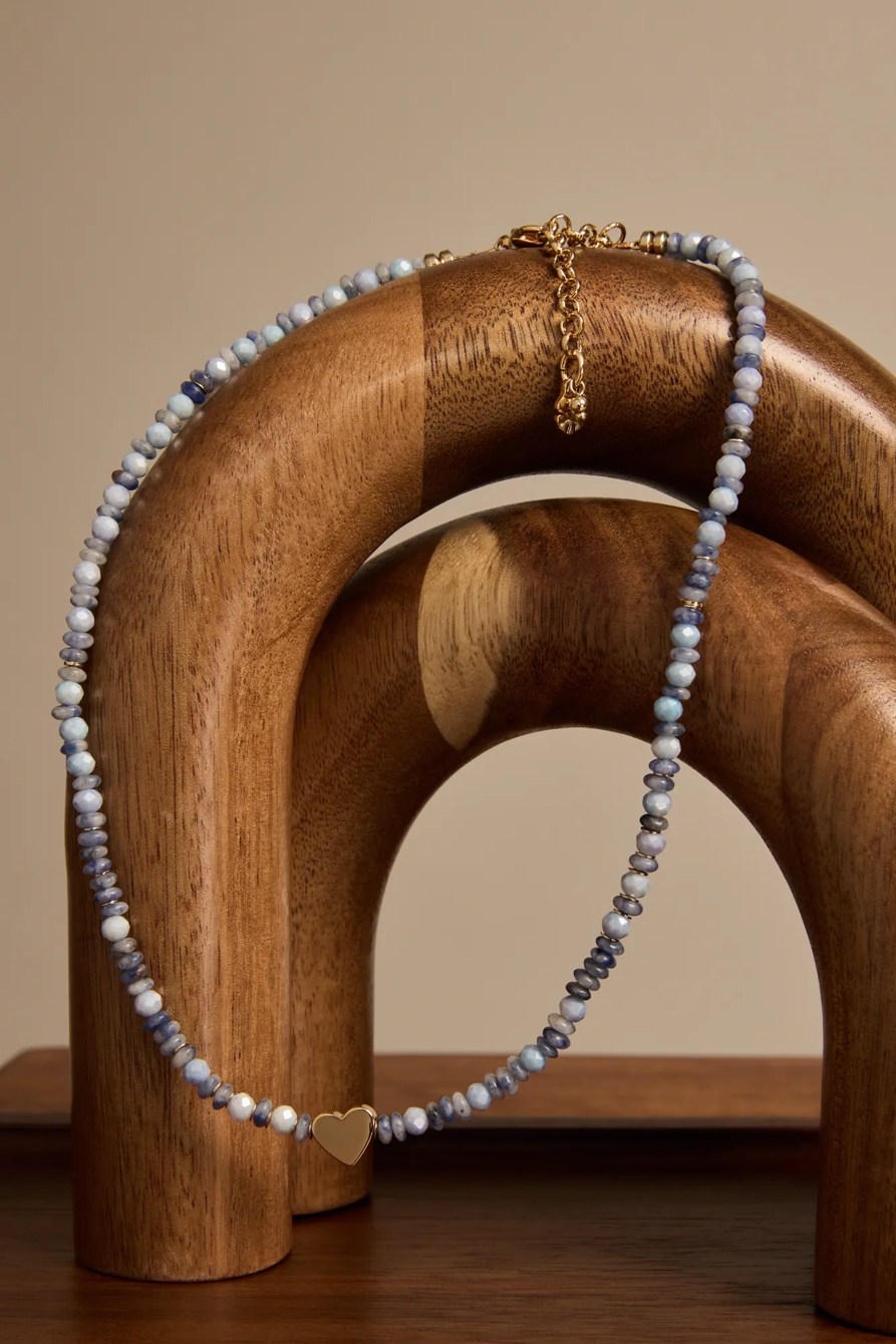 BLUE BEADED STRETCH NECKLACE, image 1