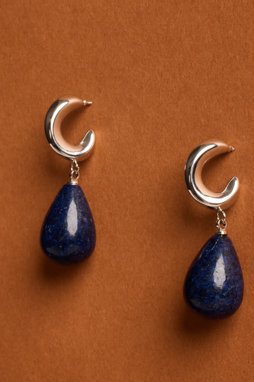 BLUE STONE DROP EARRINGS, image 2