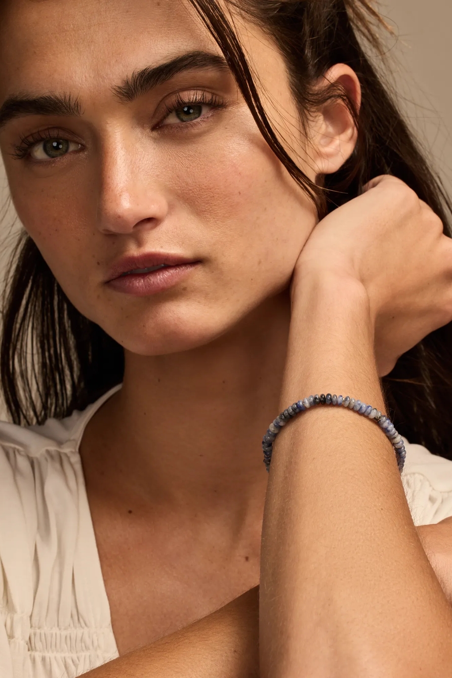 BLUE BEADED STRETCH BRACELET, image 1