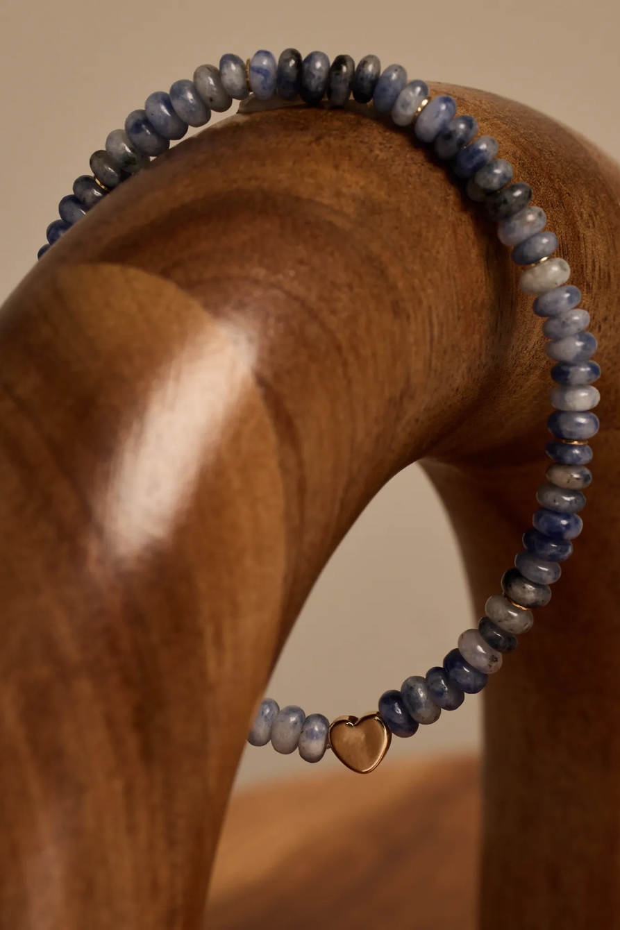 BLUE BEADED STRETCH BRACELET, image 2