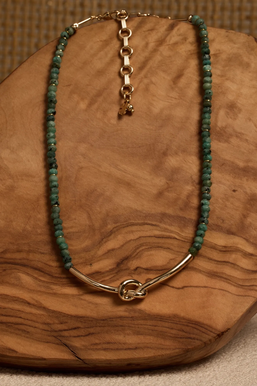 GREEN BEAD KNOT NECKLACE, image 2