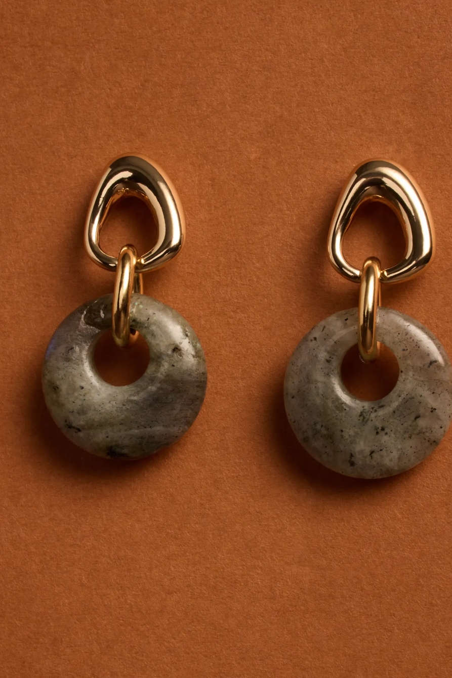 GREEN STONE DROP EARRINGS, image 2