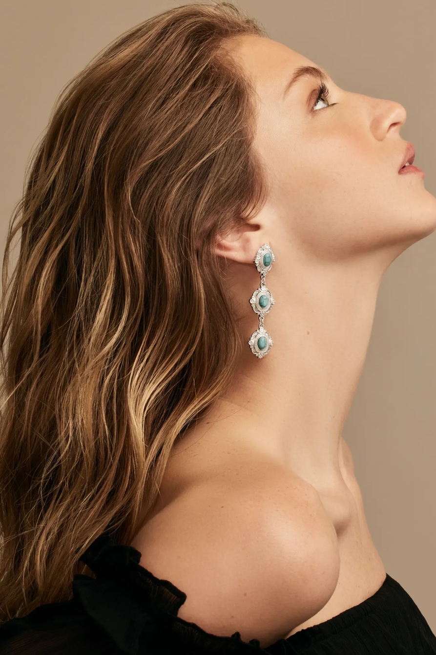 TURQ SHEILD DROP EARRINGS, image 2