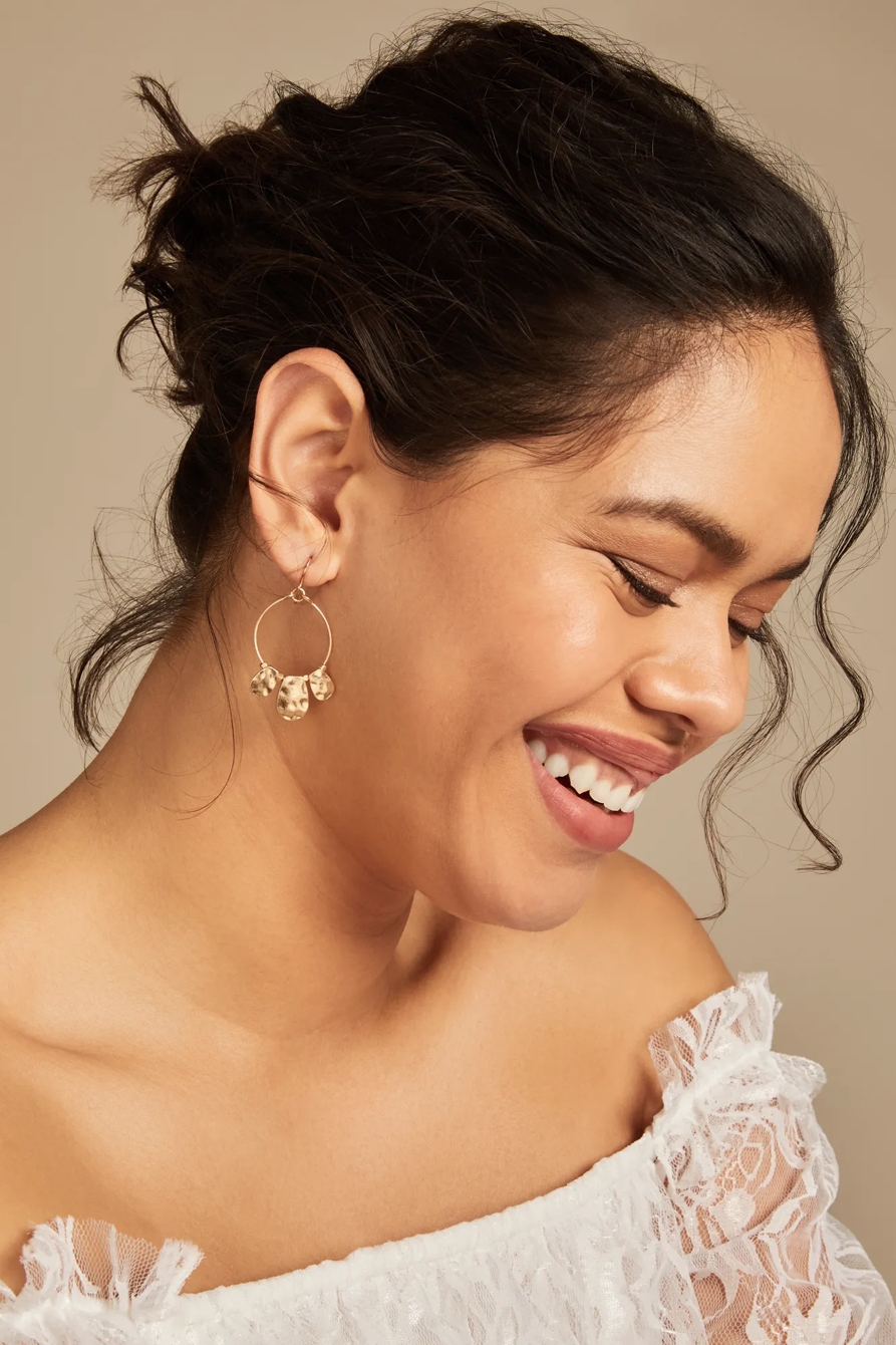 HAMMERED TAB DROP EARRINGS, image 2