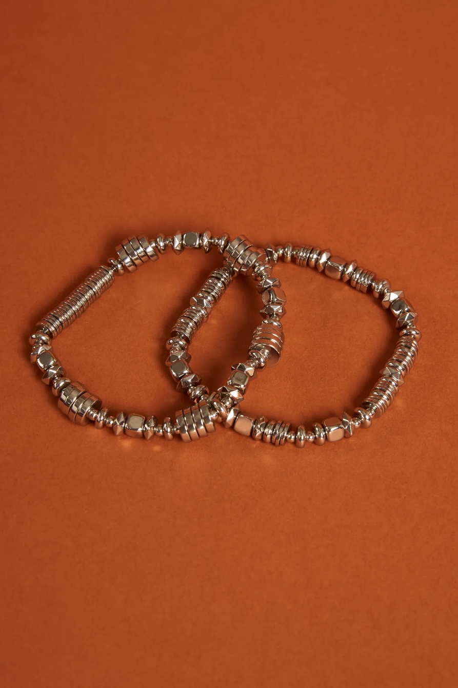 CHUNKY SILVER BRACELET SET, image 2