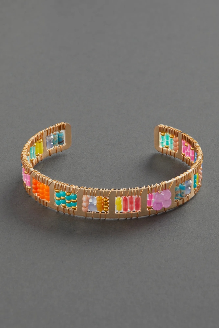 MULTI COLOR BEADED CUFF BRACELET, image 1