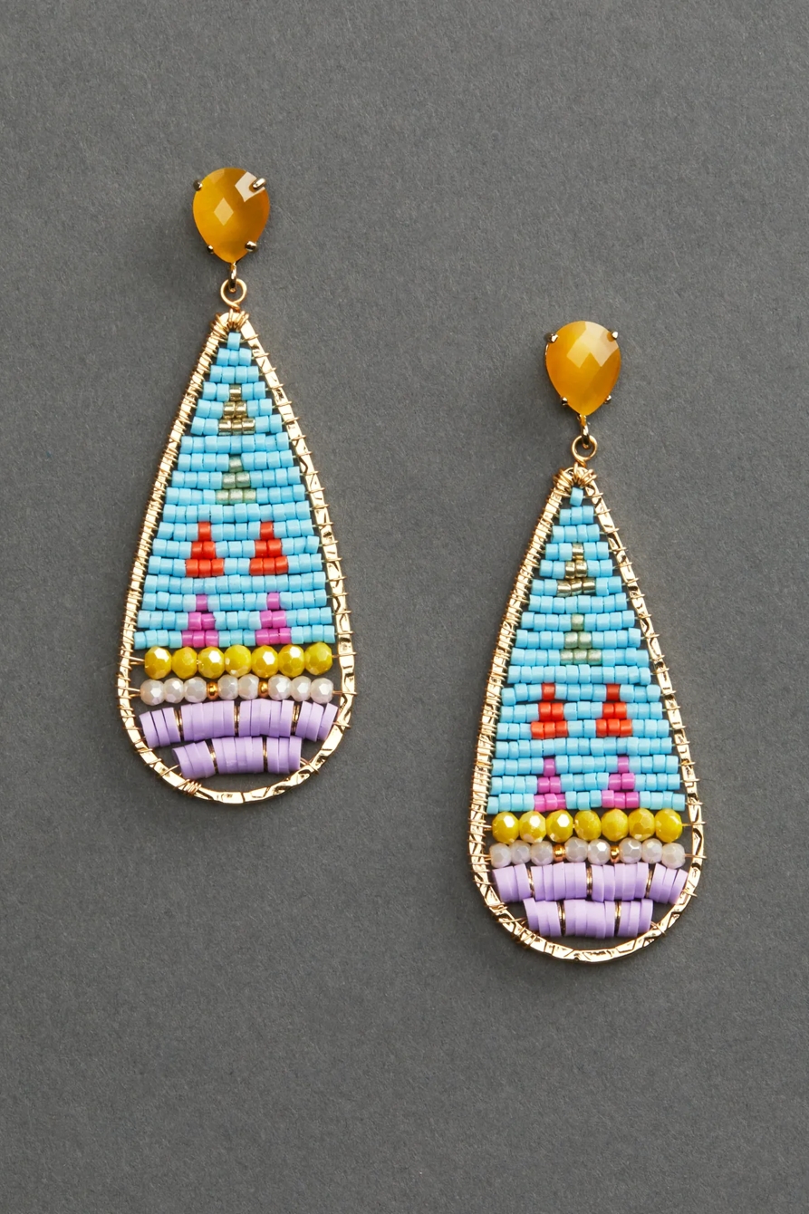 BLUE BEADED TEARDROP EARRING, image 1