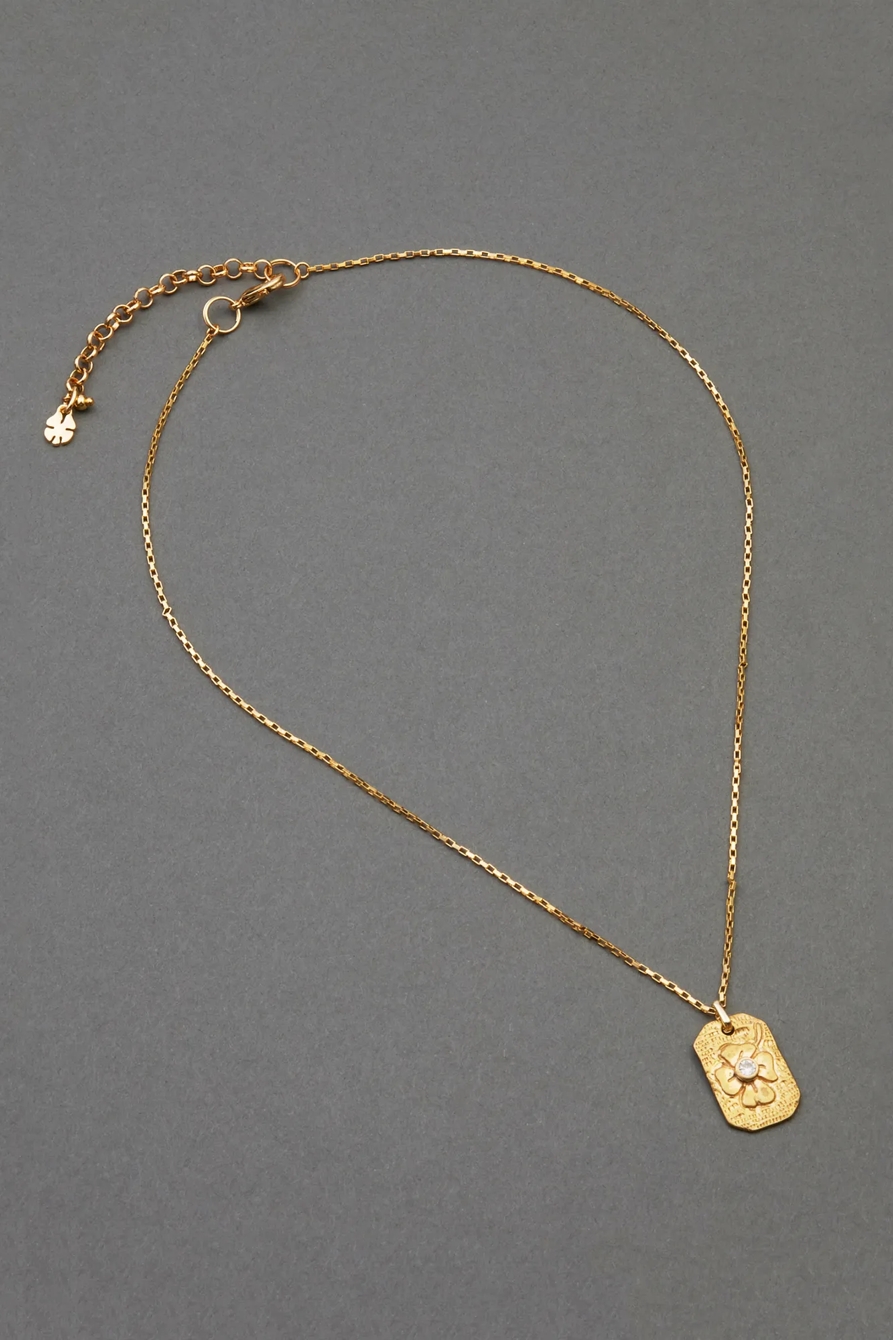 LUCKY CLOVER TAG PENDANT NECKLACE, image 1