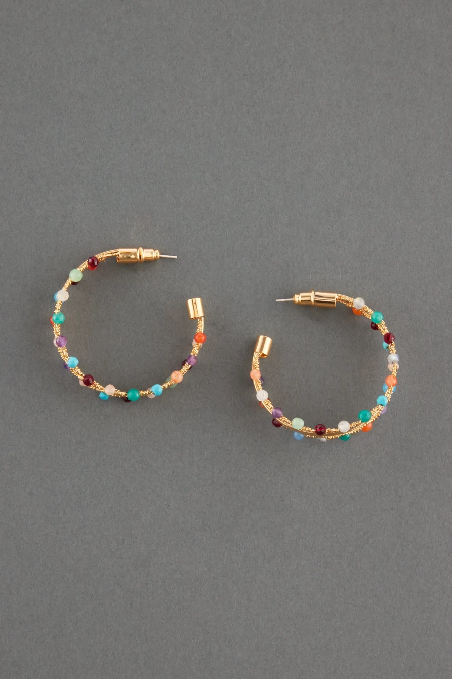 COLORFUL BEADED HOOP EARRING, image 1