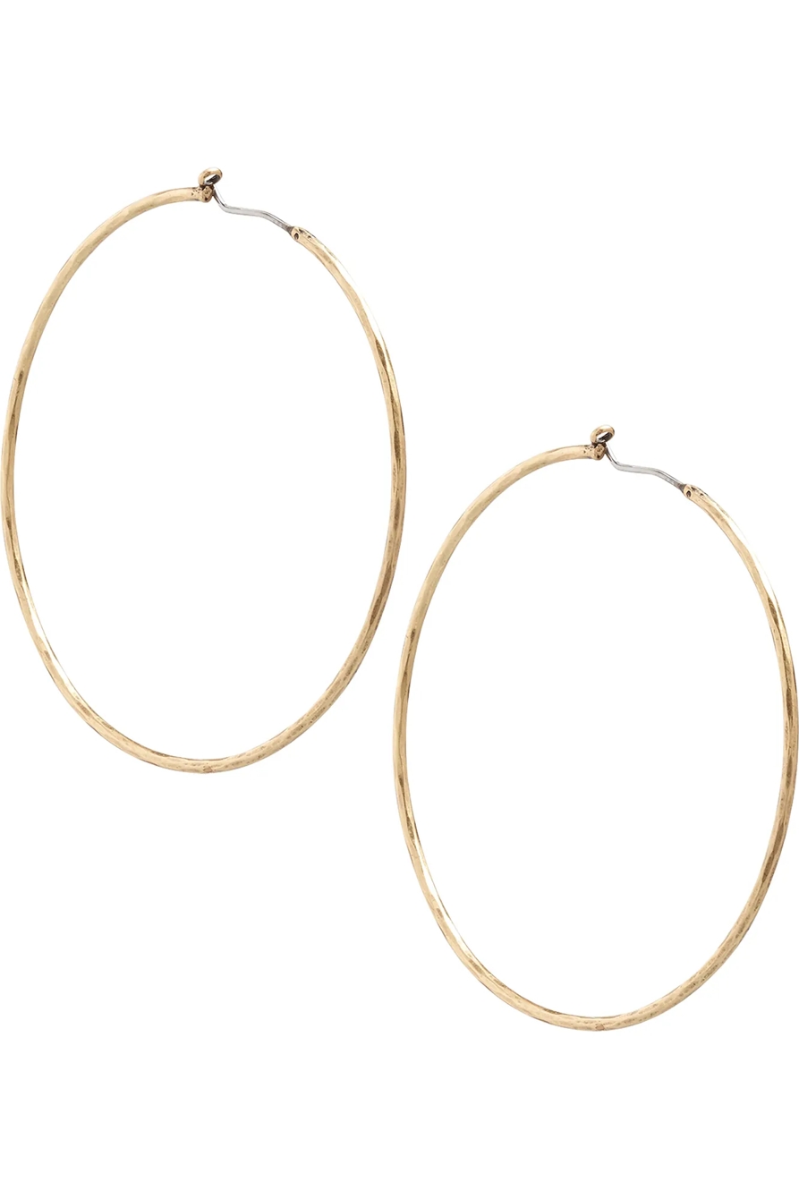 BIG HAMMERED HOOP EARRINGS, image 2