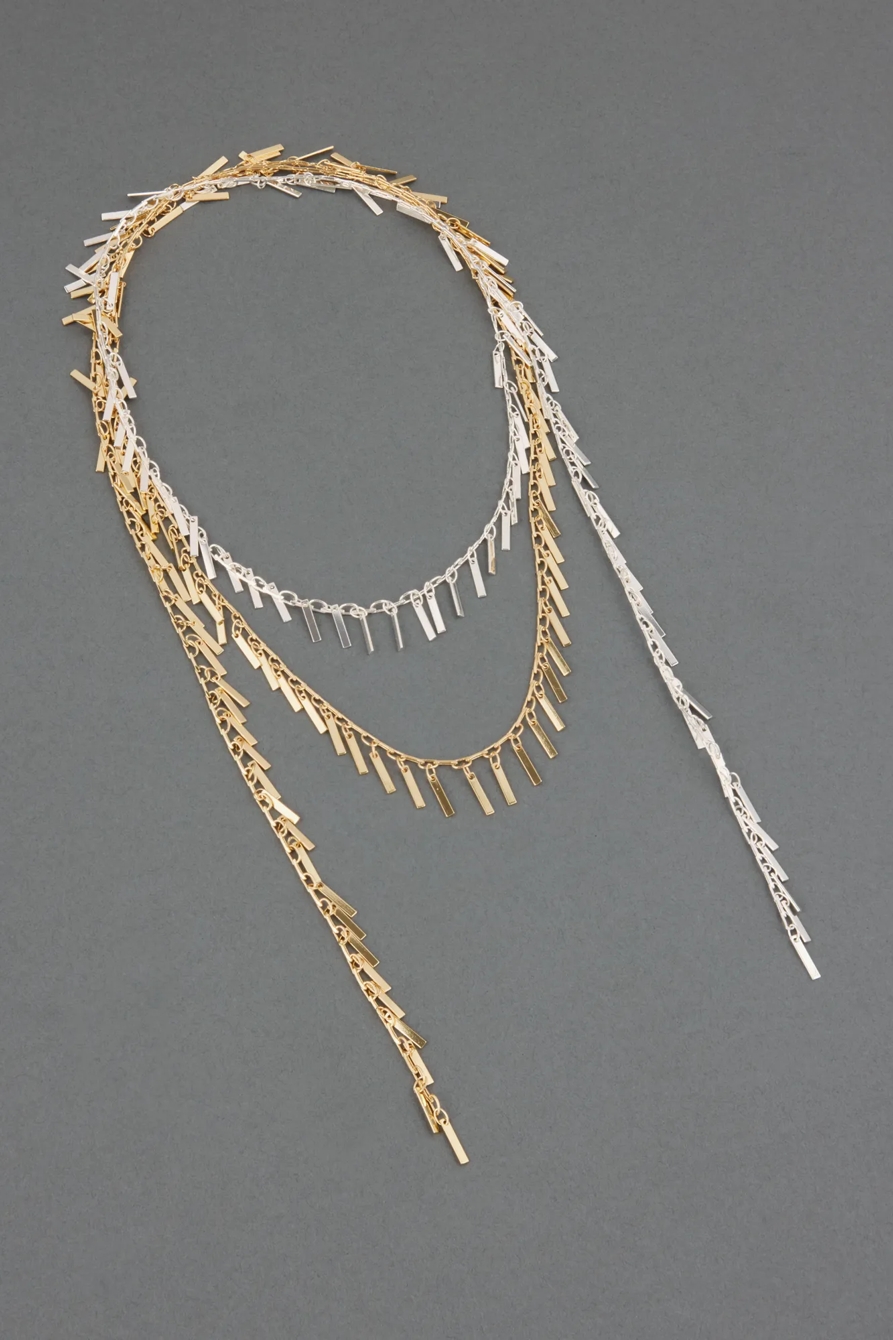 TWO TONE METAL FRINGE WRAP AROUND CHOKER, image 1