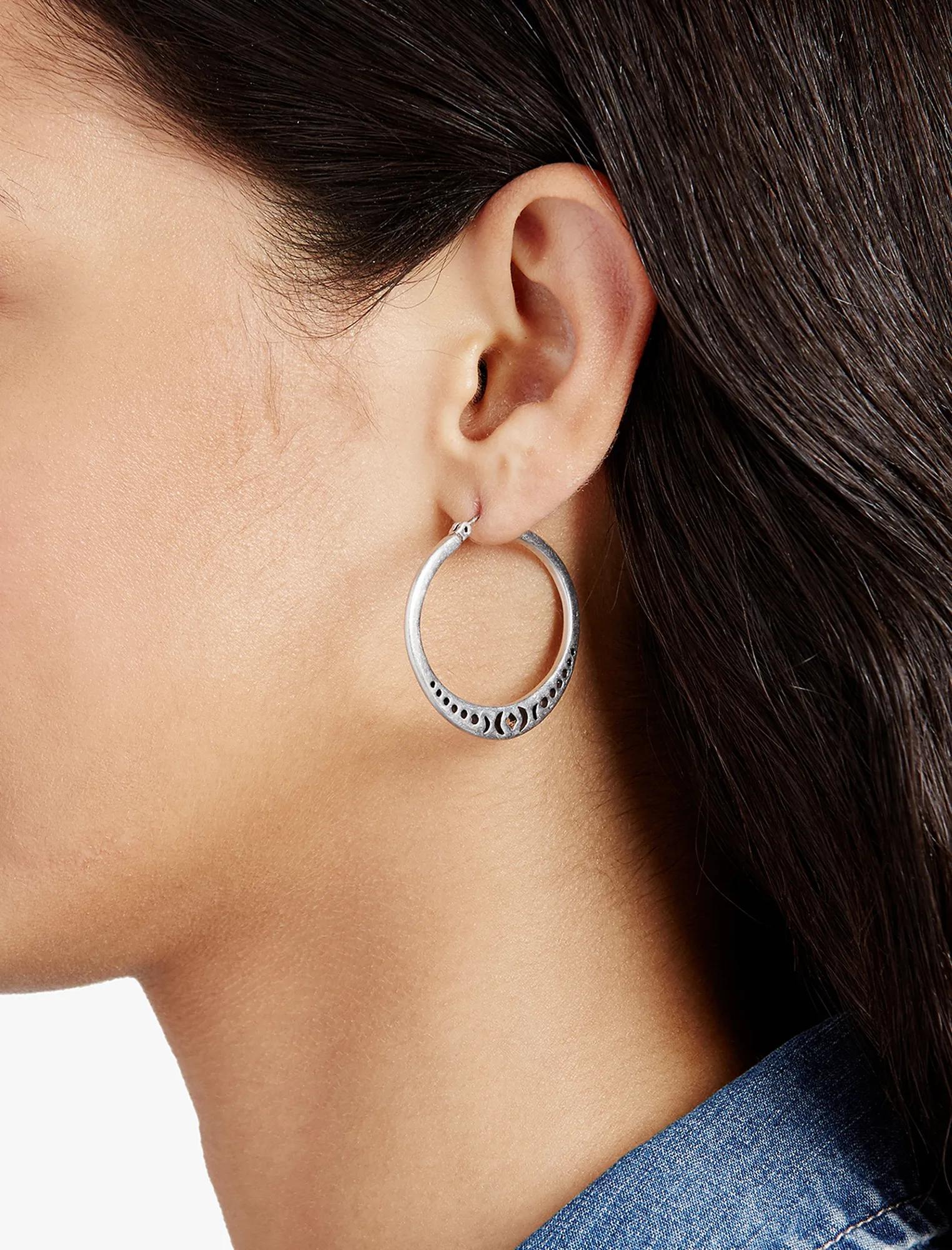 SILVER OPENWORK HOOP EARRINGS, image 2