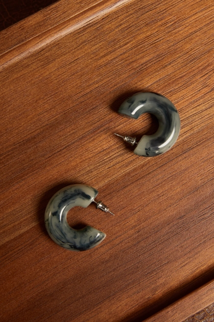 CHUNKY TURQ HOOP EARRINGS, image 1