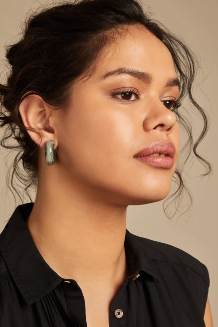 CHUNKY TURQ HOOP EARRINGS, image 2