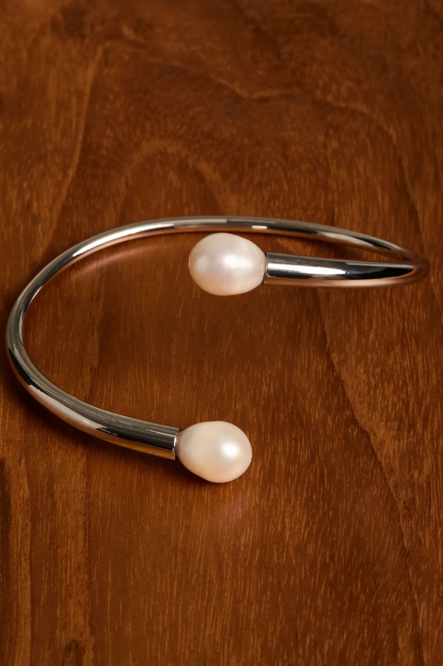 SILVER PEARL CUFF BRACELET, image 2
