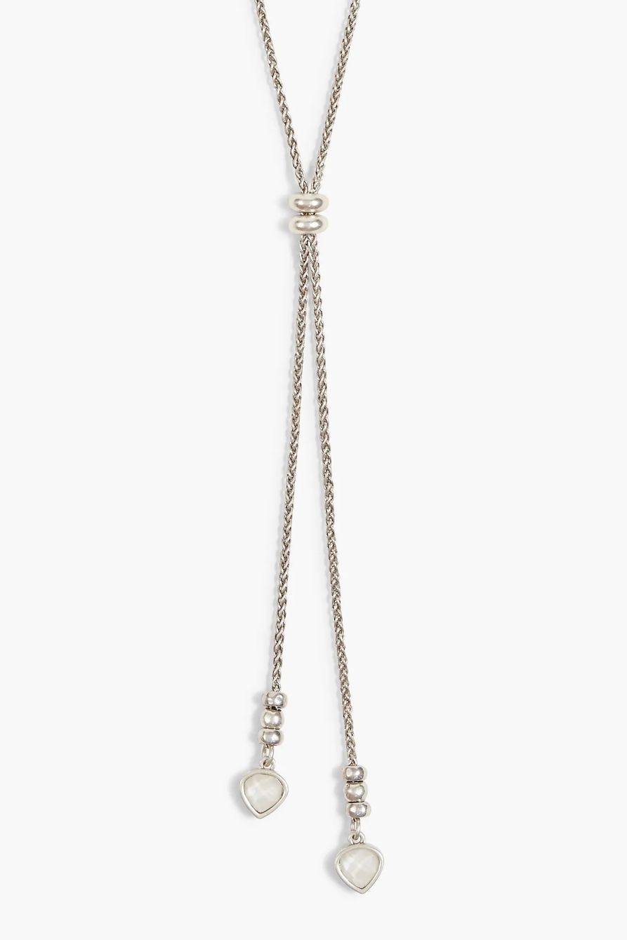 SILVER PEARL LARIAT NECKLACE, image 3