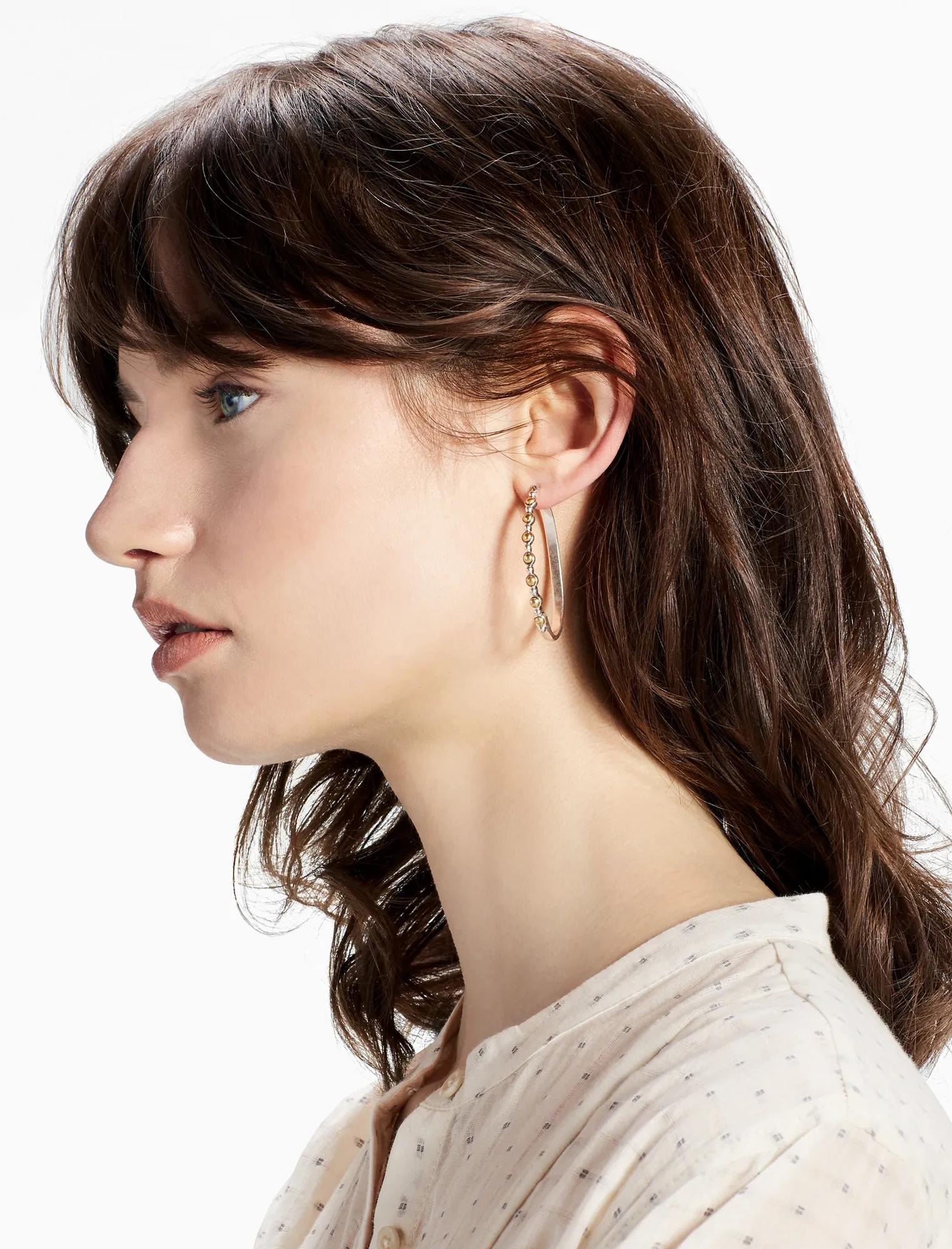 TWO TONE HOOP EARRINGS, image 2