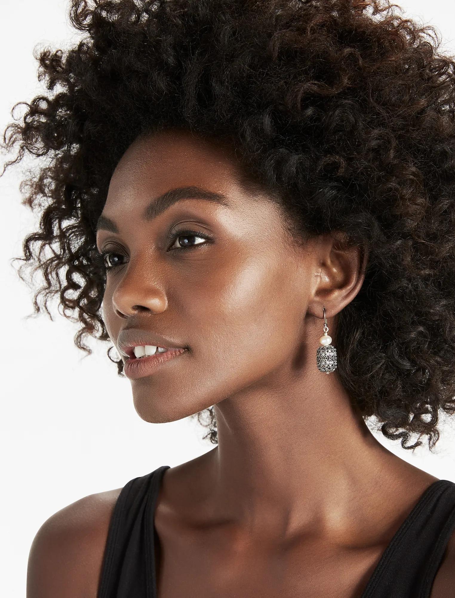 PAVE PEARL TASSEL EARRING, image 2