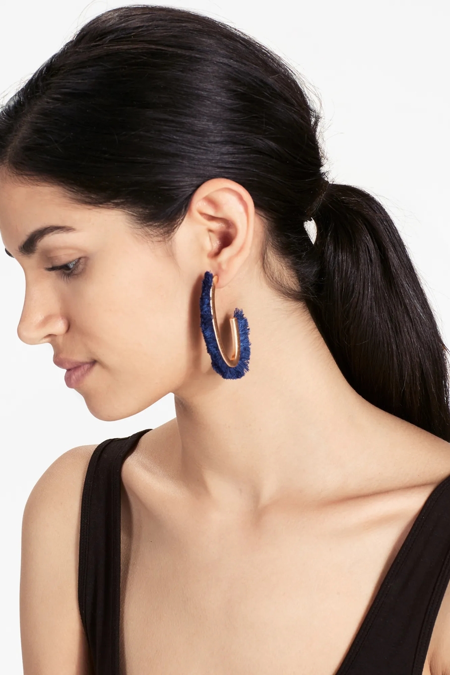 NAVY FRINGE EARRING, image 2