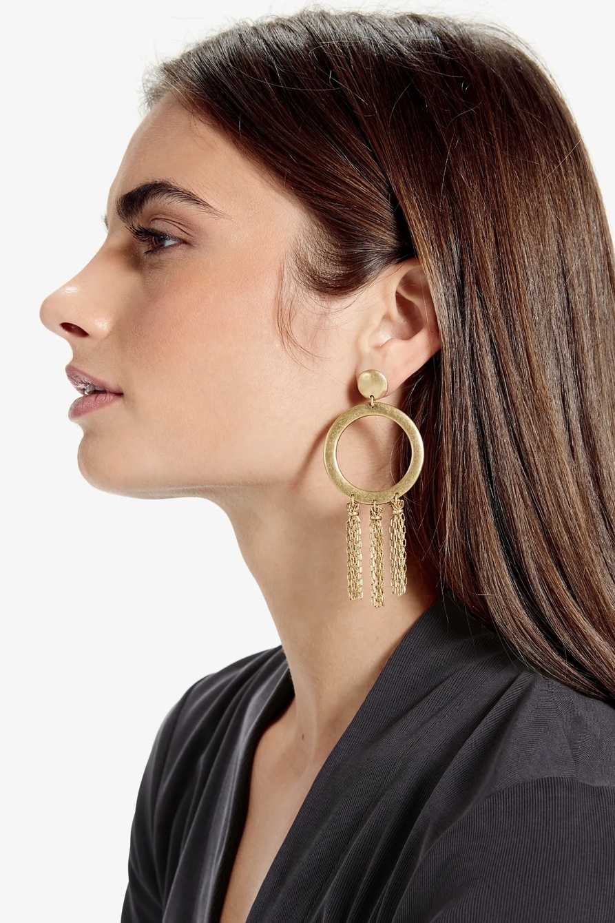 GOLD O TASSEL EARRING, image 2