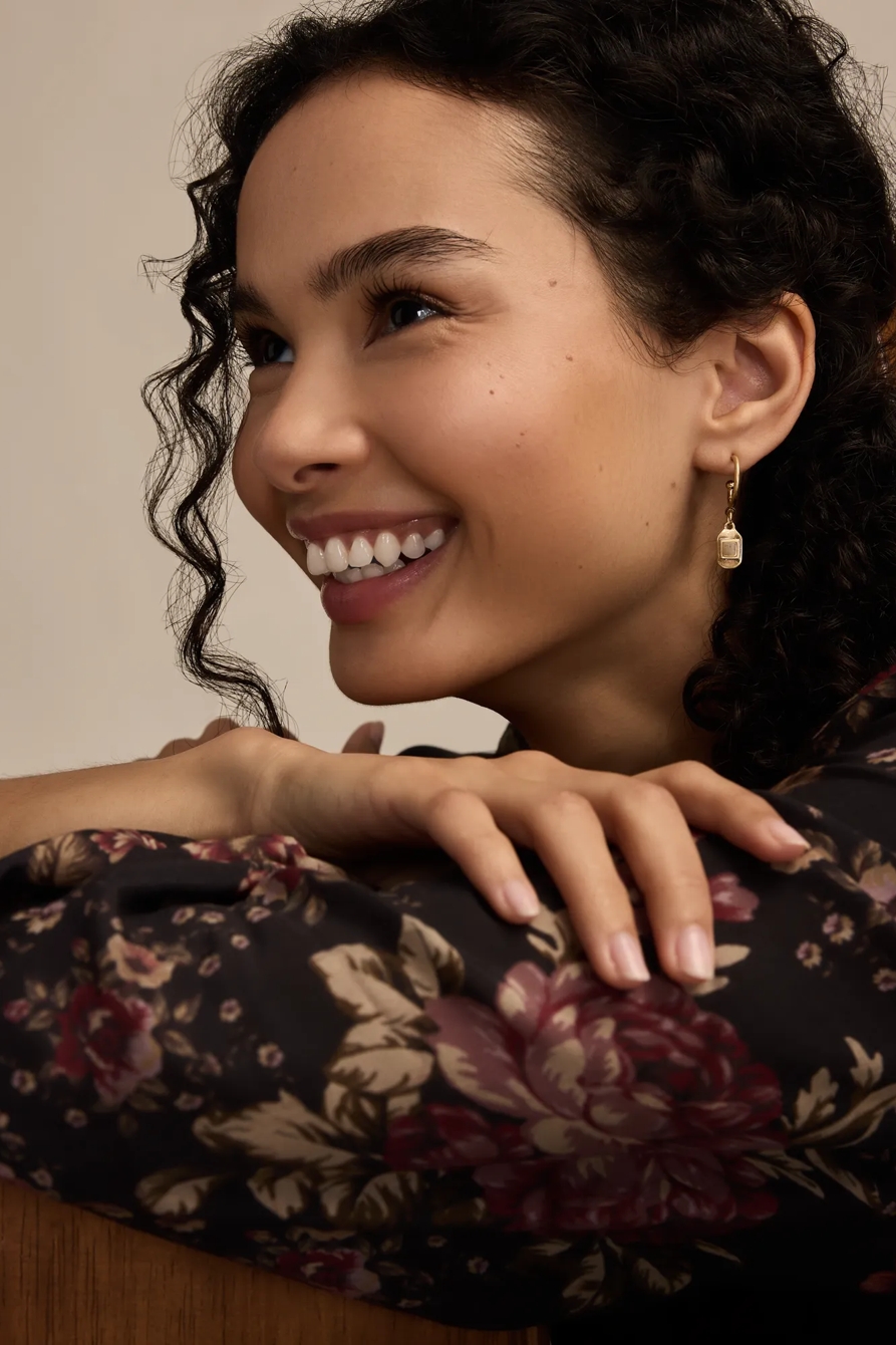 STONE CHARM HOOP AND STUD EARRINGS SET, image 2