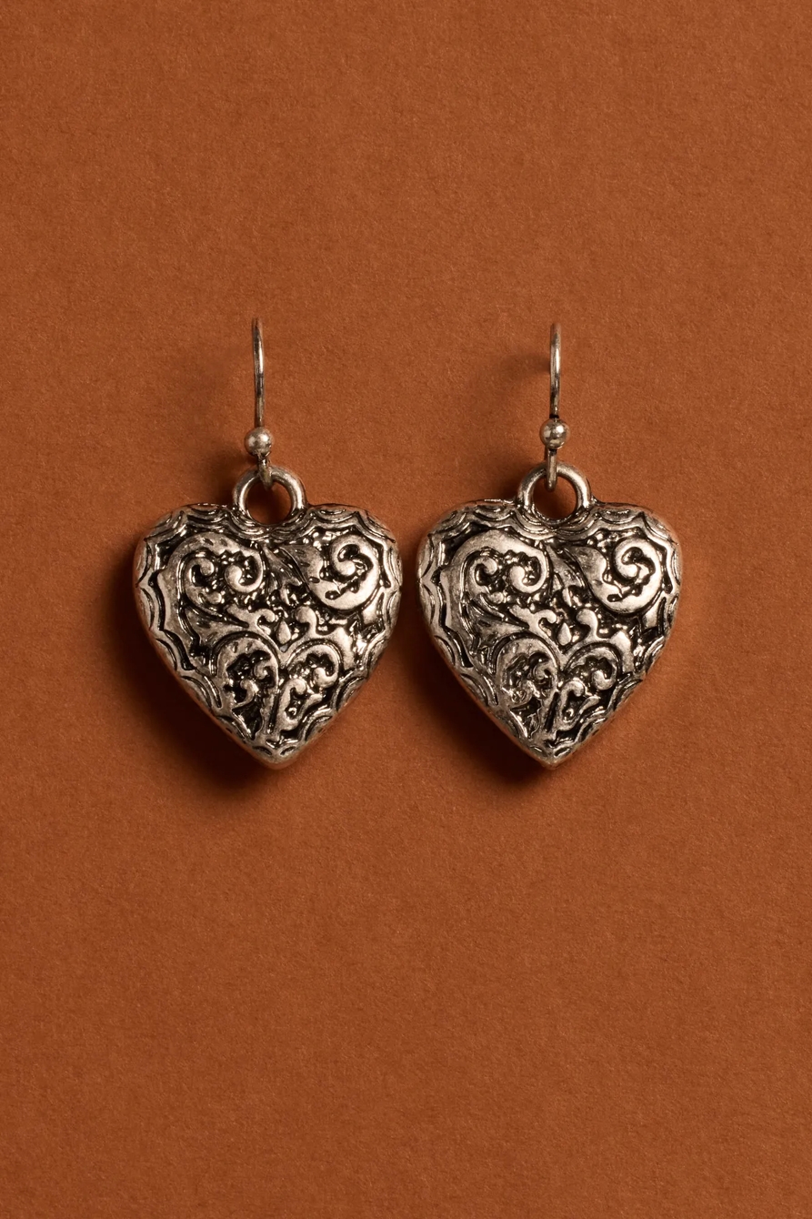 ORNATE HEART DROP EARRINGS, image 2